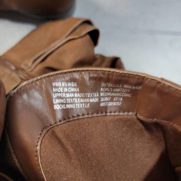 Kohls Womens Brown Leather Round Toe Block Heel Knee High Riding Boot Size 8.5 W - Picture 8 of 8